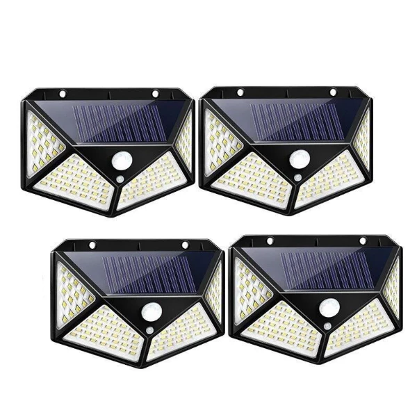 Set 4 x Lampa solara 100 LED, 3 moduri de functionare, senzor de miscare - merimag.ro
