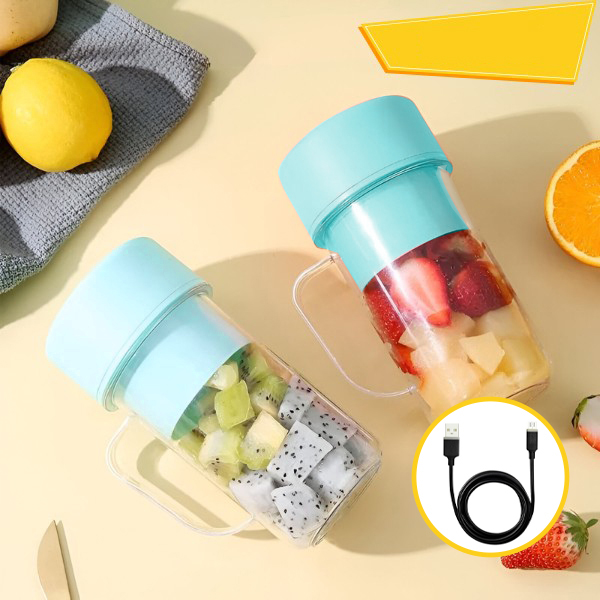 Mini Blender portabil, electric, usor de curatat, 420 ml, 6 lam, USB Verde