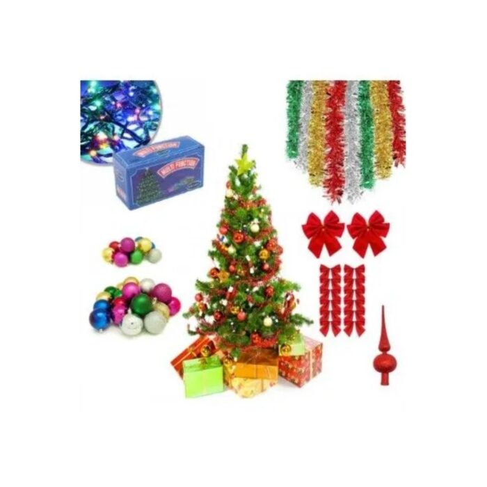 Brad de Craciun 180cm + Set complet accesorii pentru impodobit