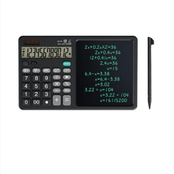 Calculator stiintific, ecran LCD 7 inch, 12 cifre, 25.3x15.9x1.6cm, Negru