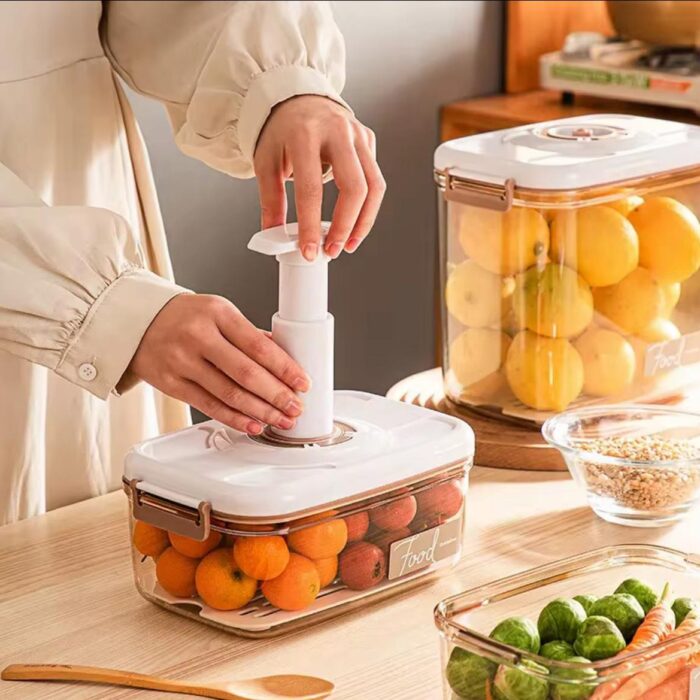 Set 2 x Caserola alimentara cu vacuum pentru conservare, 1,2 L