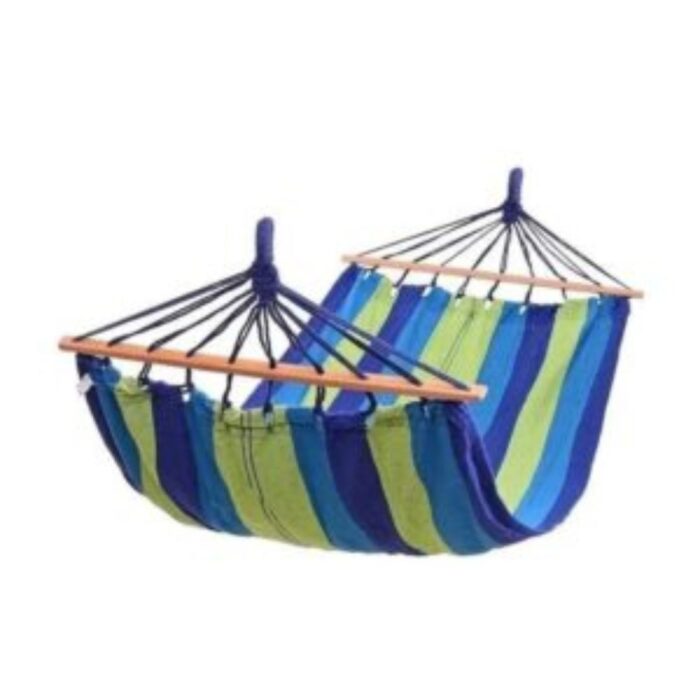 Hamac Dublu din Bumbac cu Bara de Lemn 190 X 150 CM
