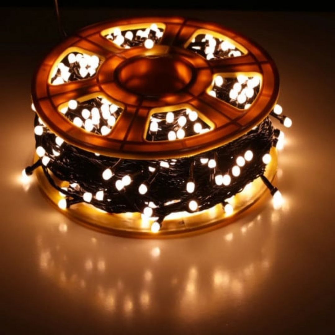 Instalatie de Craciun , tip rola 100M, 480 leduri rotunde , led-uri model V8 diamant , 8 Jocuri de Lumini , Alb Cald , interior si exterior12