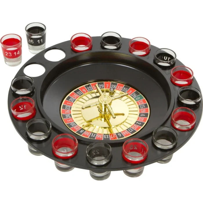Ruleta joc, cu 16 pahare de shot