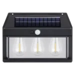 Set 4 x Lampa solara tip felinar 3W cu 3 Becuri, Acumulator 1800mAh, Senzor 5-8M