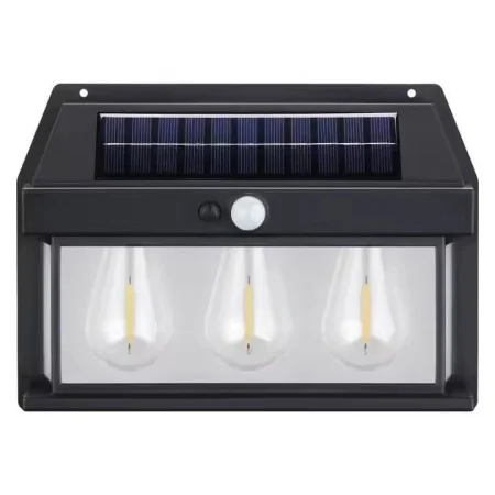 Set 4 x Lampa solara tip felinar 3W cu 3 Becuri, Acumulator 1800mAh, Senzor 5-8M