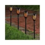 Set 4 x Lampa solara LED tip torta, efect flacara