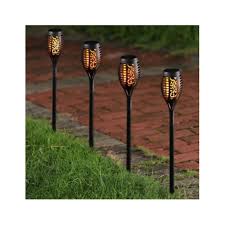 Set 4 x Lampa solara LED tip torta, efect flacara