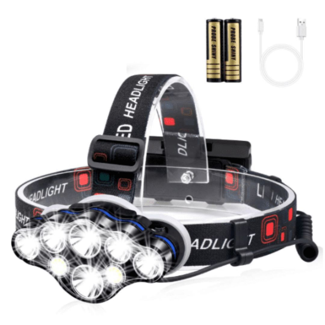 Lanterna led frontala cu 8 LED-uri , incarcare USB - merimag.ro Lanterna frontala cu 8 LED-uri , incarcare USB
