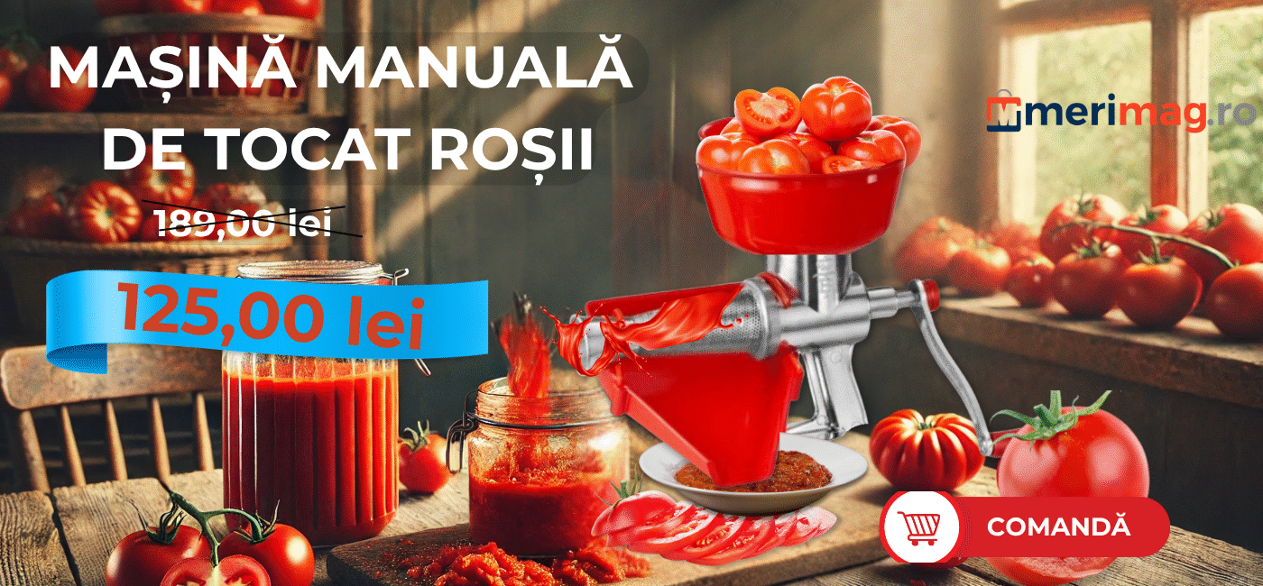 Masina de tocat rosii sau fructe, manuala, material Aluminiu