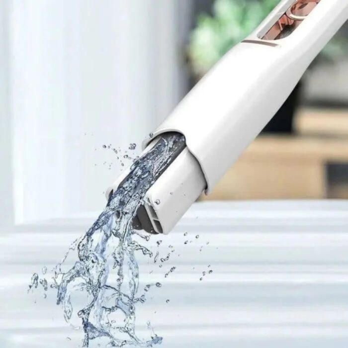 mini mop de mana portabil, cu sistem de stoarcere, burete absorbant, 29.5 x 15.5 cm, alb