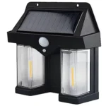 Set 2 x Lampa solara de perete dubla cu Senzor de miscare si 3 moduri iluminare