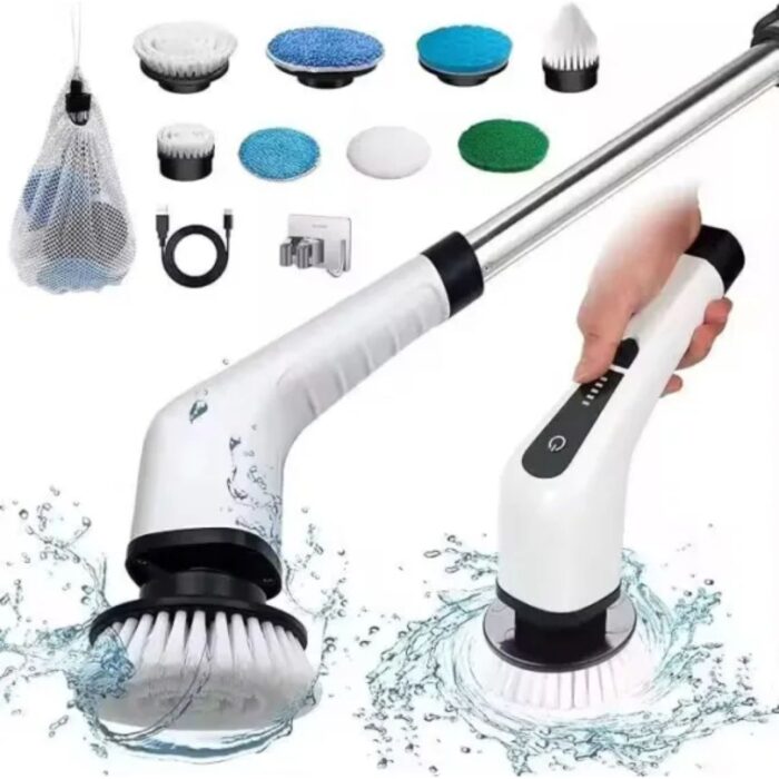 Perie Electrică Rotativă Multifuncțională cu 9 Capete, 2 Viteze și Mâner Extensibil, Fara Fir