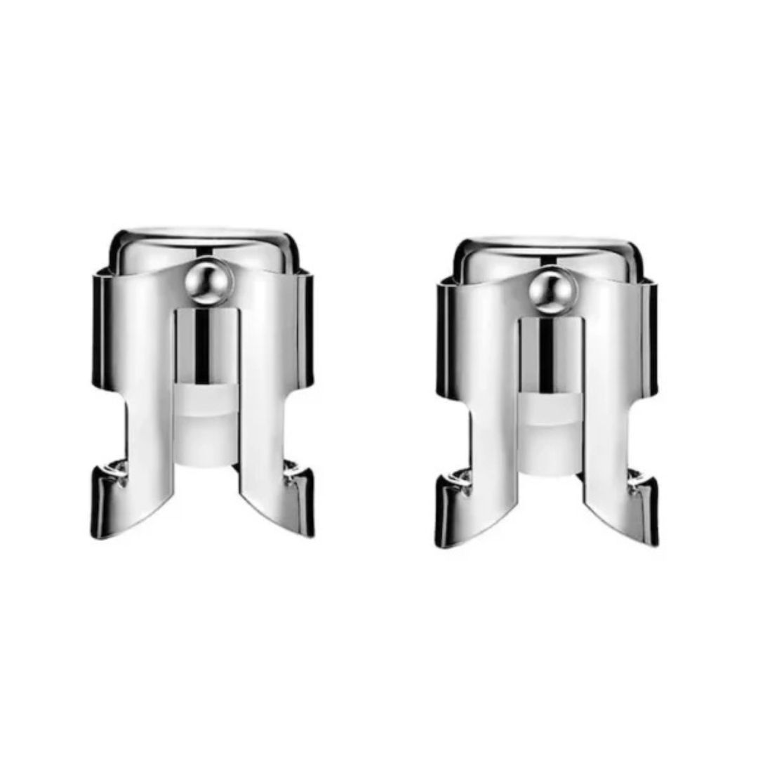 Set 2x Dop pentru sticle sampanie, otel inoxidabil, silicon, argintiu - merimag.ro Set 2x Dop pentru sticle sampanie, otel inoxidabil, silicon, argintiu