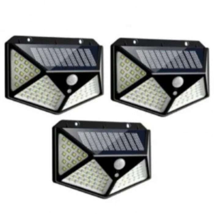 Set 3 x Lampa solara 100 LED, 3 moduri de functionare, senzor de miscare