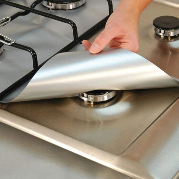 Set 4 folii detasabile de protectie pentru aragaz, usor de spalat, din teflon
