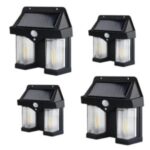 Set 4 x Lampa solara de perete dubla cu Senzor de miscare