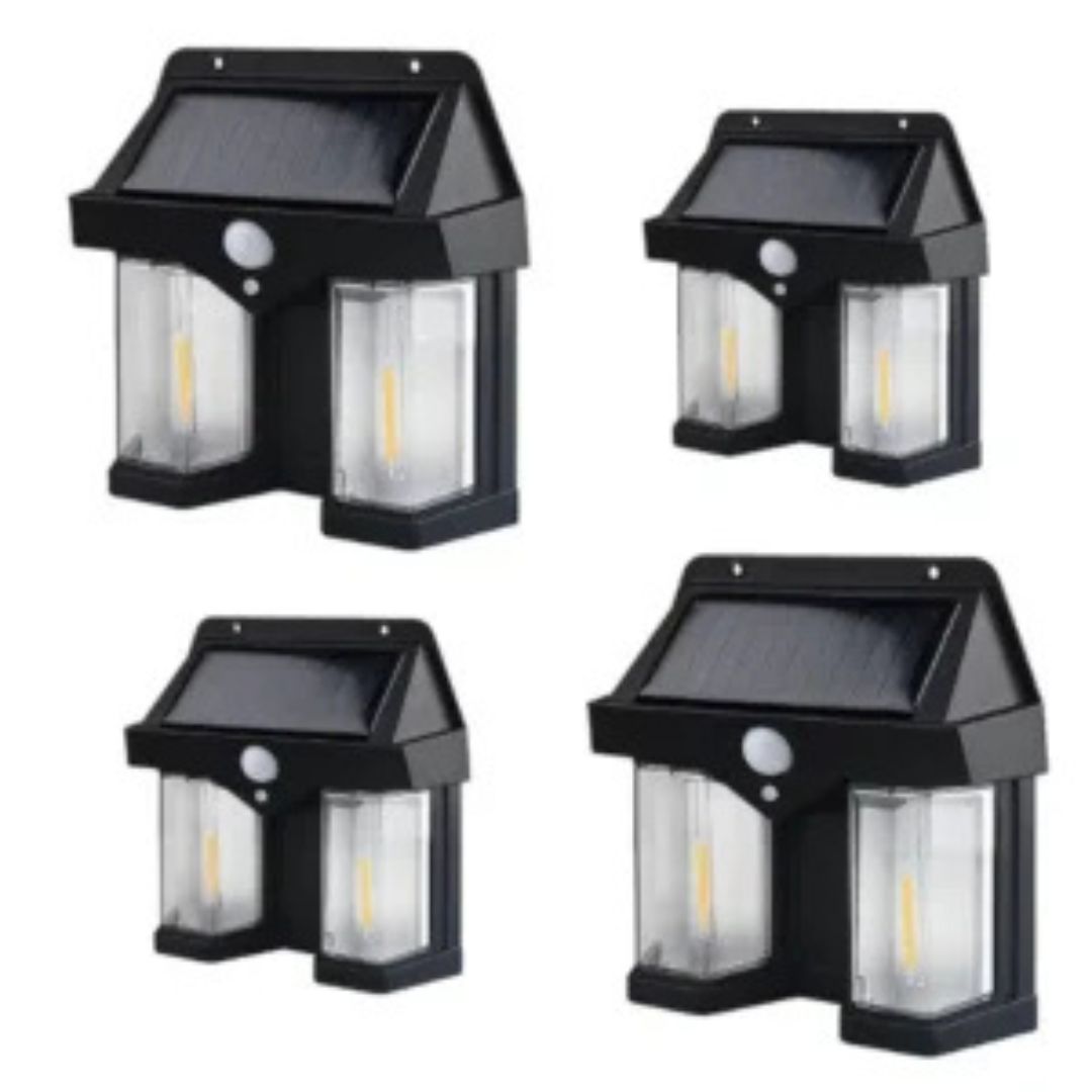 Set 4 x Lampa solara de perete dubla cu Senzor de miscare - merimag.ro Set 4 x Lampa solara de perete dubla cu Senzor de miscare