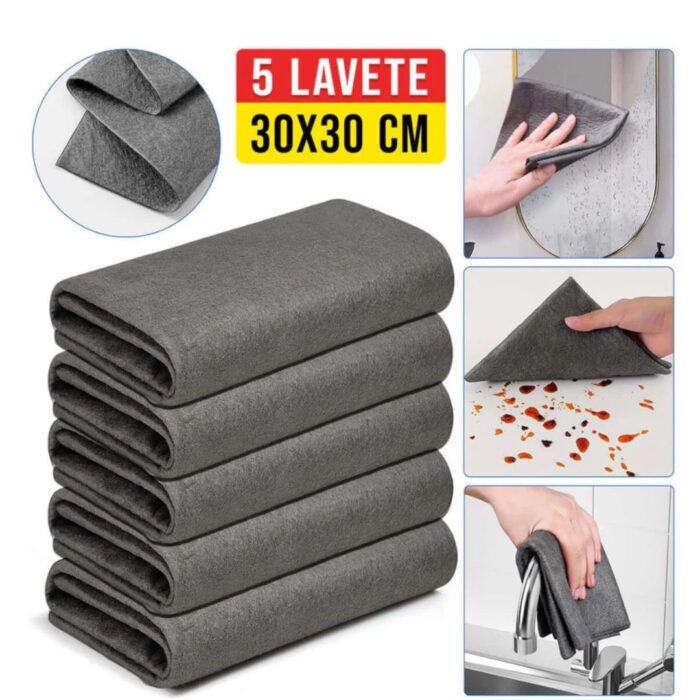 Set 5 lavete magice pentru curatarea obiectelor 30x30cm
