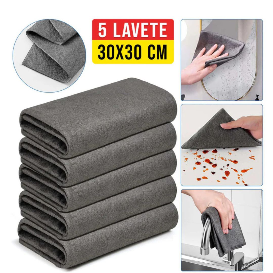 Set 5 lavete magice pentru curatarea obiectelor 30x30cm - merimag.ro Set 5 lavete magice pentru curatarea obiectelor 30x30cm