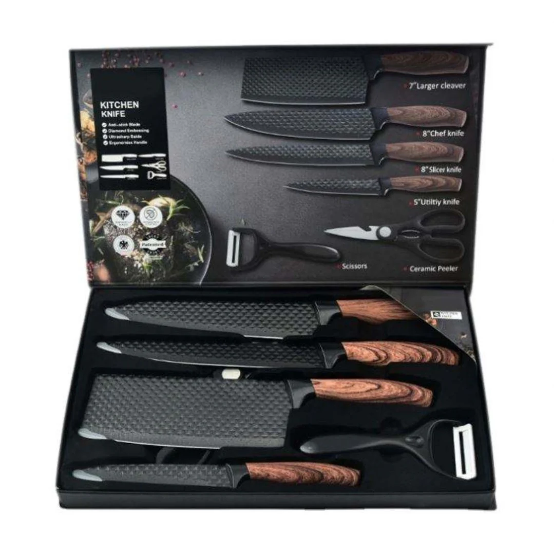 Set cutite, 6 unelte culinare profesionale, lame din otel Set cutite, 6 unelte culinare profesionale, lame din otel