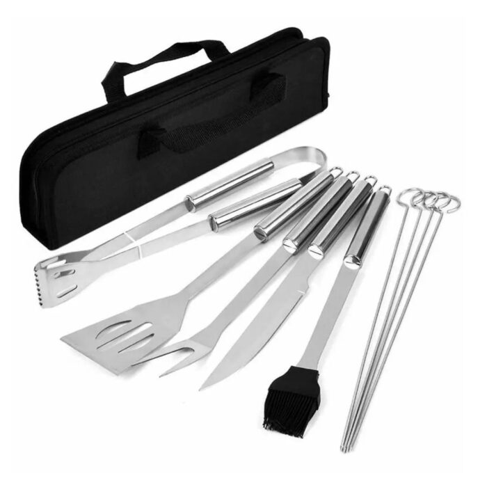 Set 9 ustensile gratar cu geanta pentru depozitare