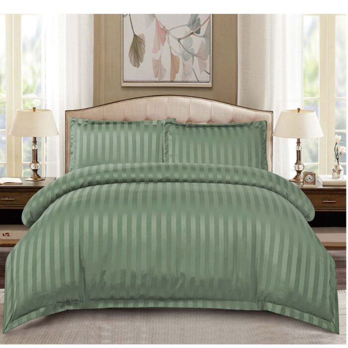 Set Lenjerie de pat dublu cu Elastic, 2 Persoane, 4 Piese – Verde