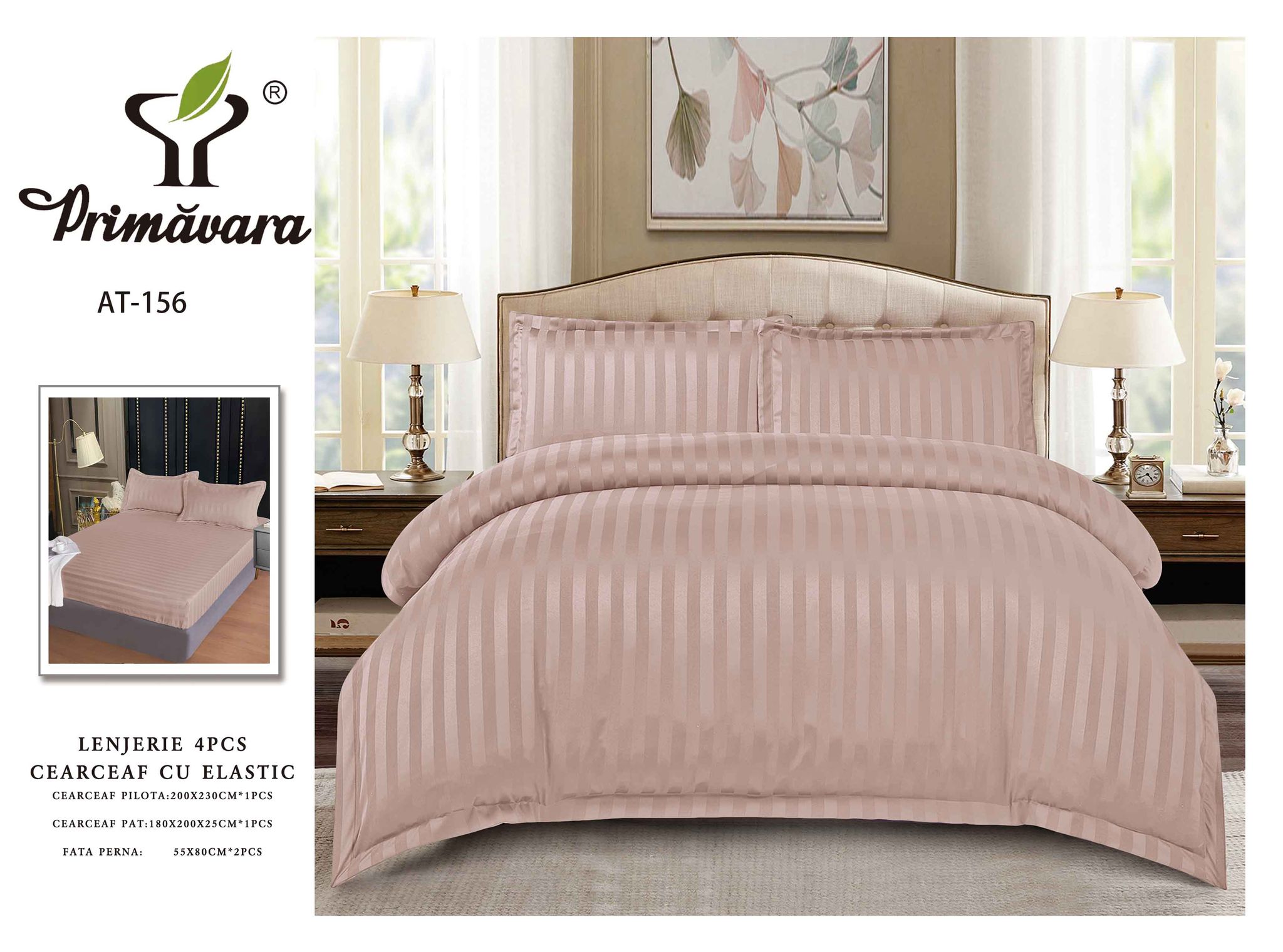 Set Lenjerie de pat dublu cu Elastic, 2 Persoane, 4 Piese365 Set Lenjerie de pat dublu cu Elastic, 2 Persoane, 4 Piese - Cafeniu