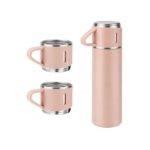 Set Termos cu Cani din Otel Inoxidabil, Capacitate 500ml, Bej-Roz
