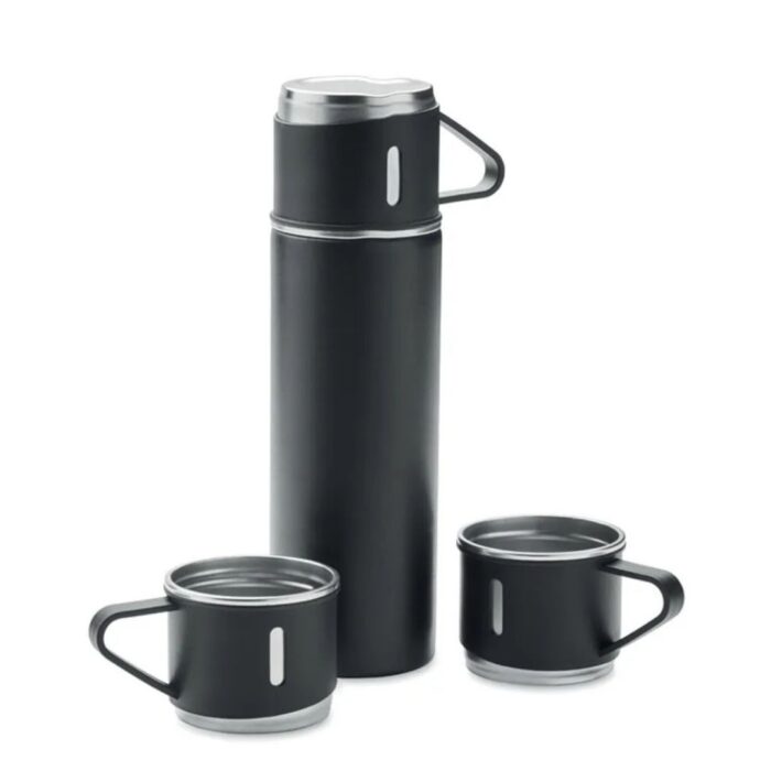 Set Termos cu Cani din Otel Inoxidabil, Capacitate 500ml, Negru