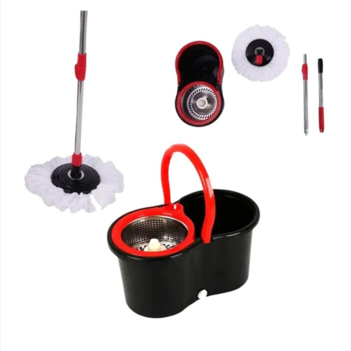 Set complet de curatare cu mop rotativ, galeata cu storcator si coada telescopica