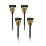 Set cu 4 lampi solare decorative pentru gradina, 2 in 1, suspendata sau infipta, negru, cu lumina alba calda