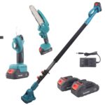 Set foarfeca de grădina si mini drujba, 2 acumulatori 48V, brat telescopic 2m, unghi reglabil pentru taiere