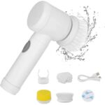 Set perie electrica de curatare, accesorii, USB reincarcabil, alb