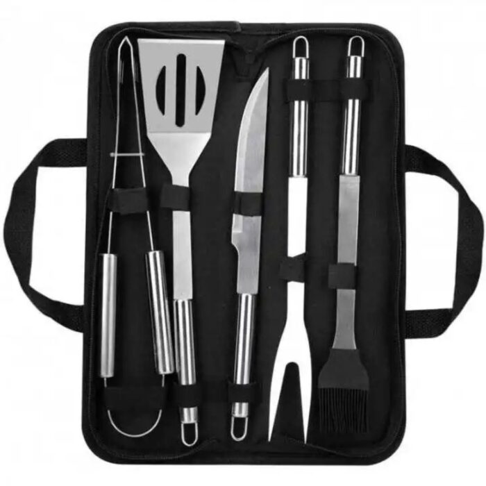 Set ustensile gratar din inox, 5 piese