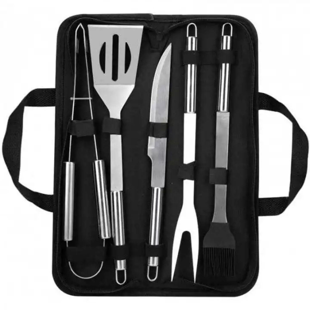 Set ustensile gratar din inox, 5 piese Set ustensile gratar din inox, 5 piese