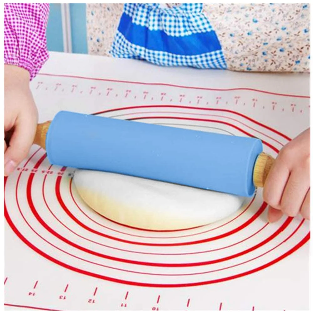 Sucitor rotativ din silicon cu manere de lemn, 38cm 1
