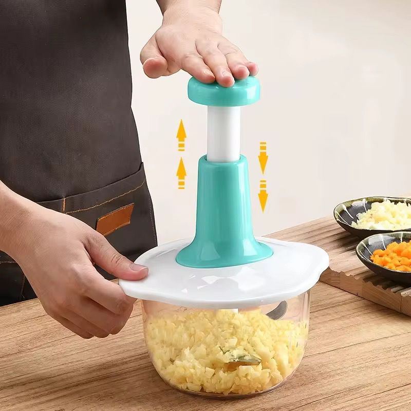 Tocator Manual de Legume și Fructe, Cu Sistem de Apăsare Verticală, Lame din Oțel Inoxidabil, Bol Transparent, Ușor de Folosit și Curățat78