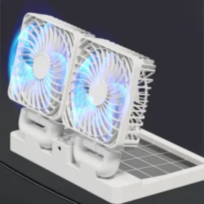 Ventilator Pliabil, Portabil, reincarcabil cu 2 capete, alimentat cu energie solara pentru masina