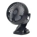 Ventilator cu Acumulator și Clema, 10 cm, Negru