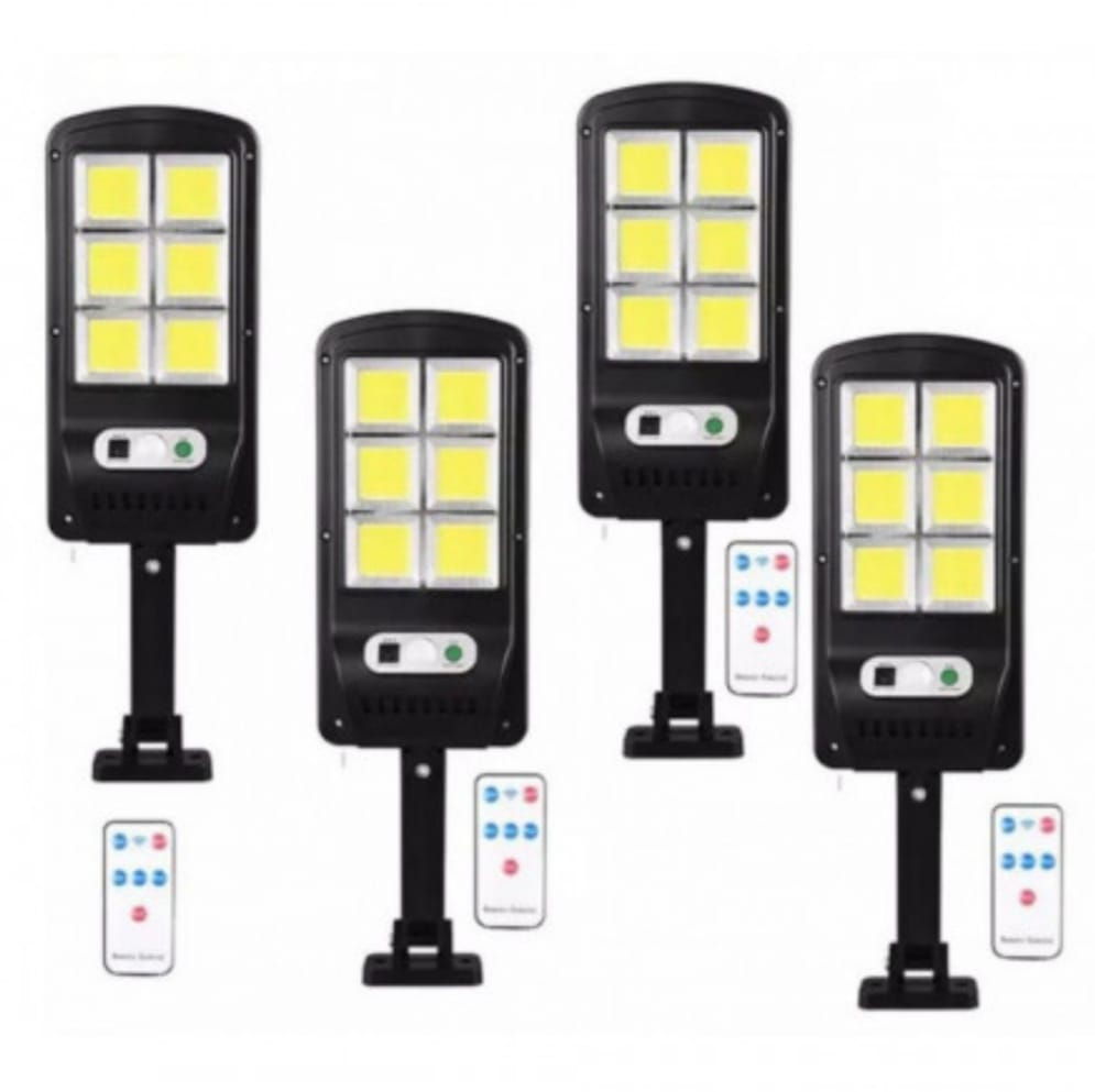 Set 4 x Lampa solara cu 6 celule, LED-uri COB si telecomanda - merimag.ro Set 4 x Lampa solara cu 6 celule, LED-uri COB si telecomanda