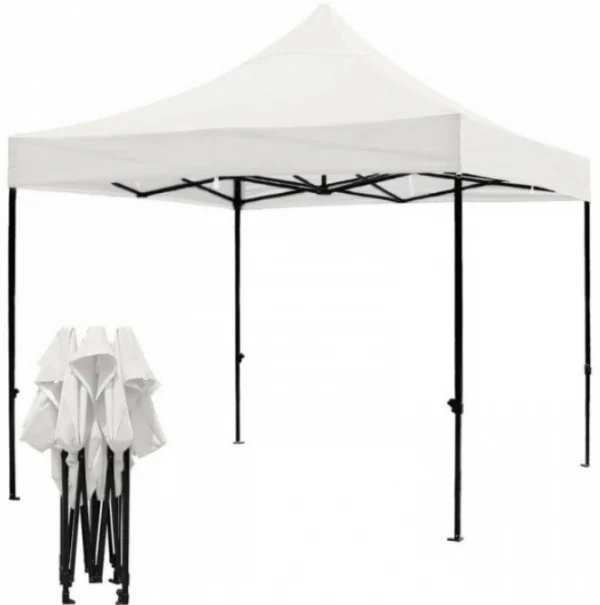 Cort Pavilion 3x3m ALB Pliabil Cadru Metal