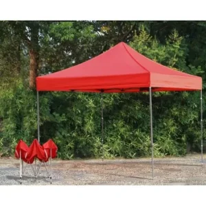Cort Pavilion 3x3m Pliabil Cadru Metal Rosu