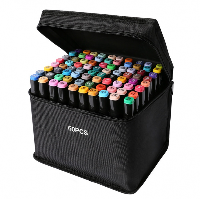 set-60-markere-2-capete-subtire-si-gros-geanta-de-depozitare-multicolor-485259 Set 60 markere multicolore cu 2 capete
