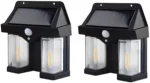 Set 2 x Lampa solara dubla de perete cu Senzor de miscare si 3 moduri iluminare