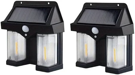 Set 2 x Lampa solara dubla de perete cu Senzor de miscare si 3 moduri iluminare