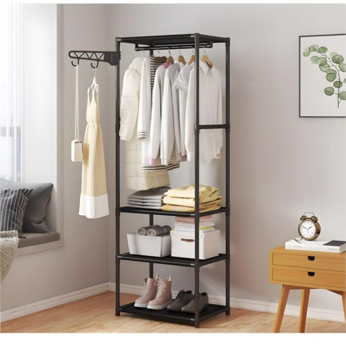 Organizator haine si incaltaminte pentru umerase, negru, 55x36x171cm